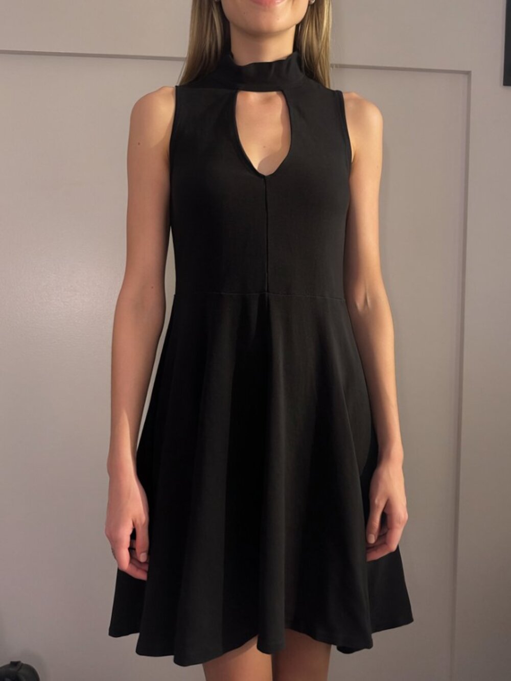 Express Black Choker Keyhole Mini Dress Size S | Sleeveless | LBD